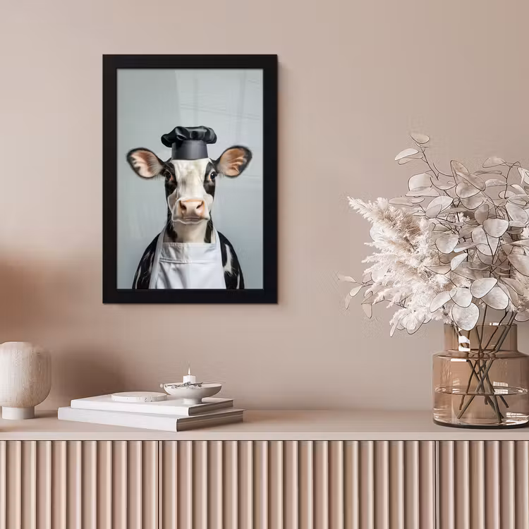 Poster met lijst - Koe - Zwart - Wit - Kok — 5