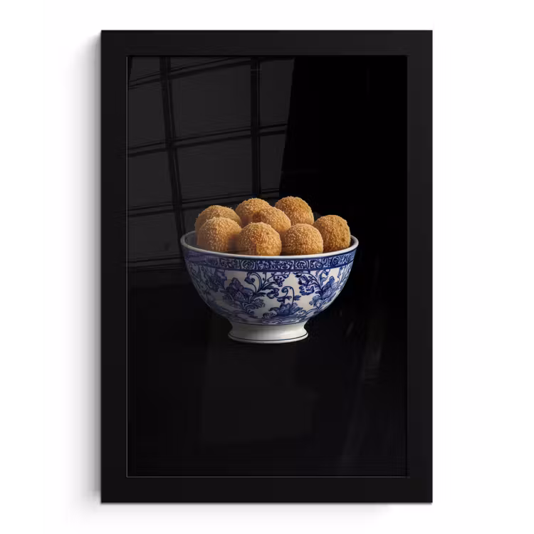 Poster met lijst - Delfts blauw - Bitterballen - Holland - Schaal