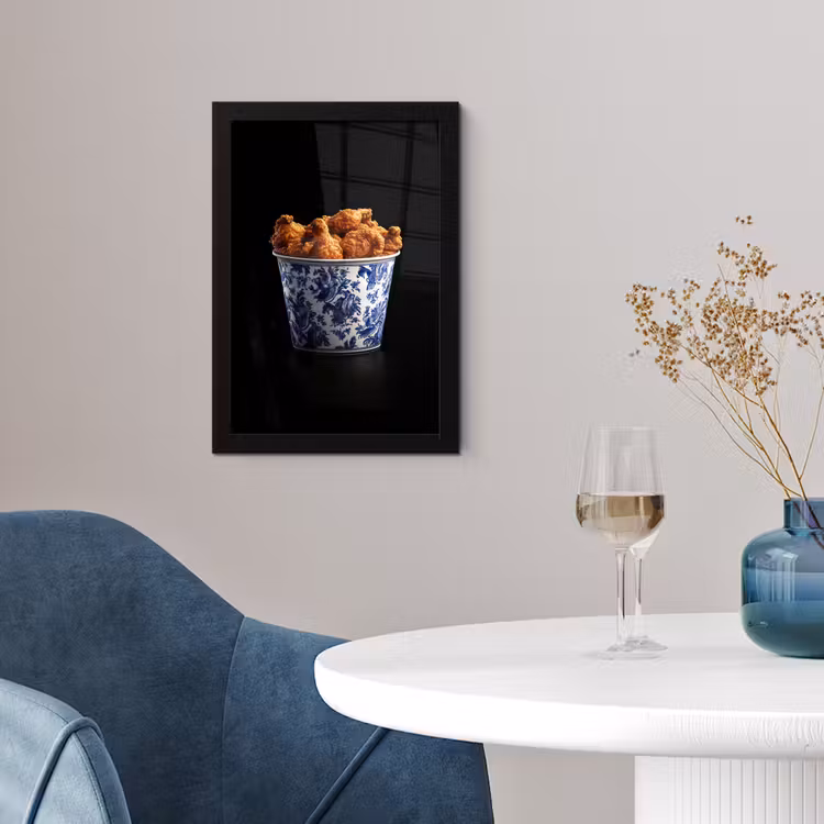 Poster met lijst - Kip - Bucket - Delfts blauw - Lekker — 4