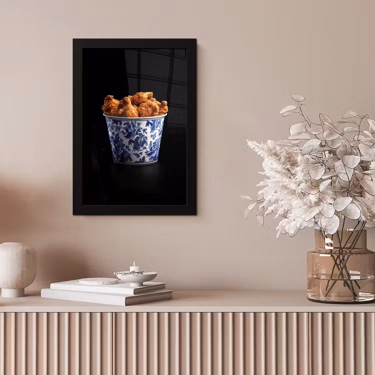 Poster met lijst - Kip - Bucket - Delfts blauw - Lekker — 5