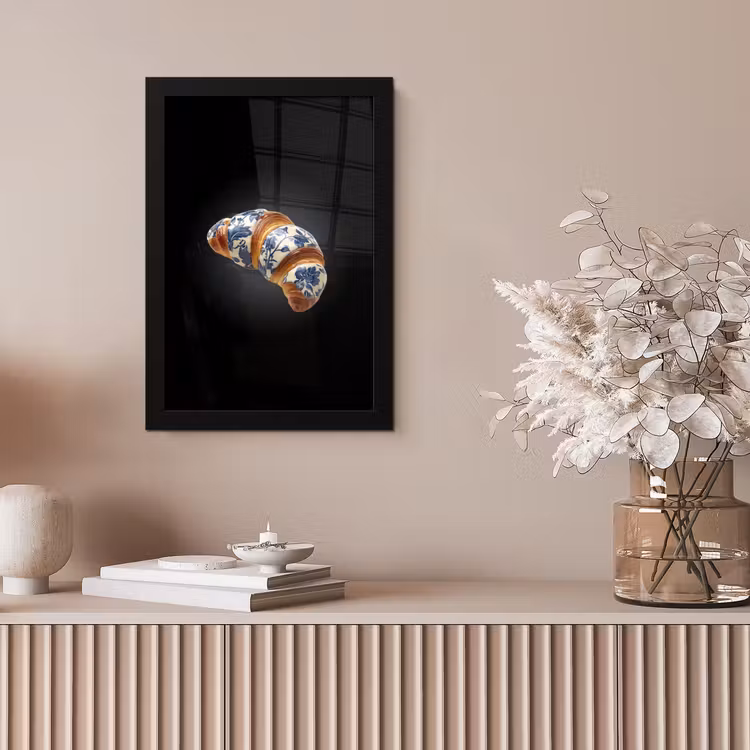 Poster met lijst - Croissant - Bloemenpatroon - Delftsblauw — 5
