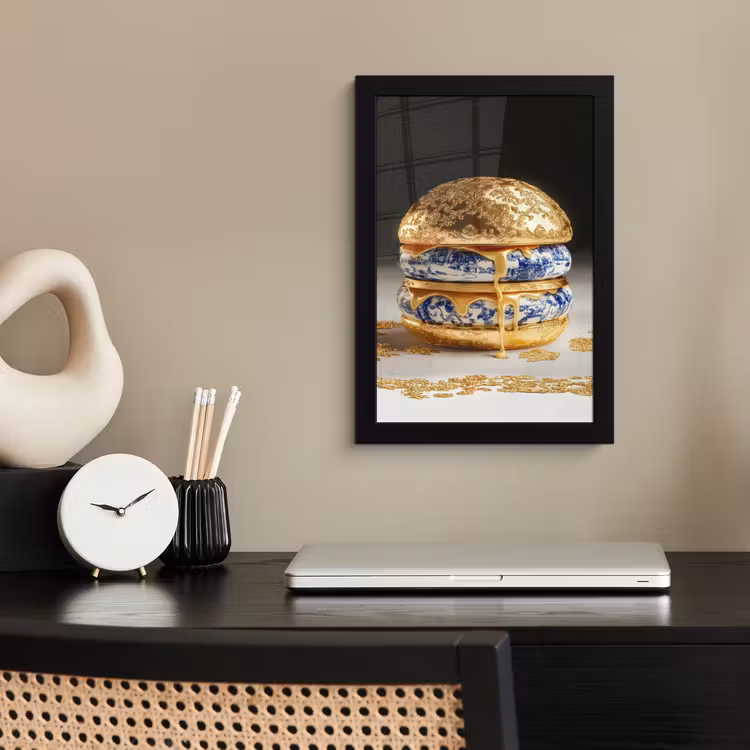 Poster met lijst - Delftsblauw - Goud - Burger — 2