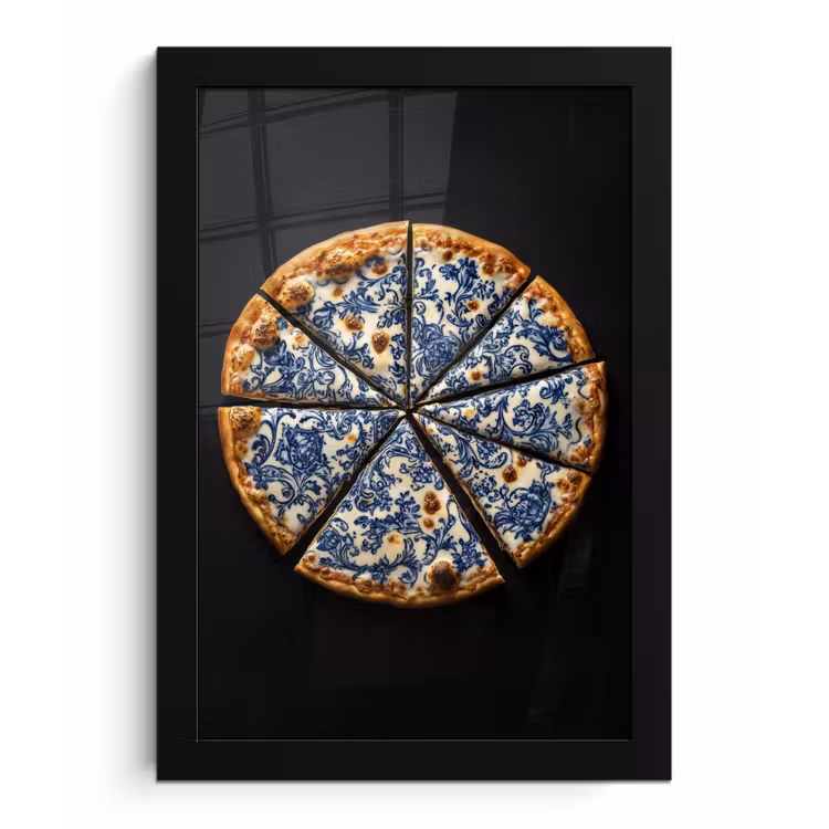 Poster met lijst - Pizza - Eten - Delftsblauw