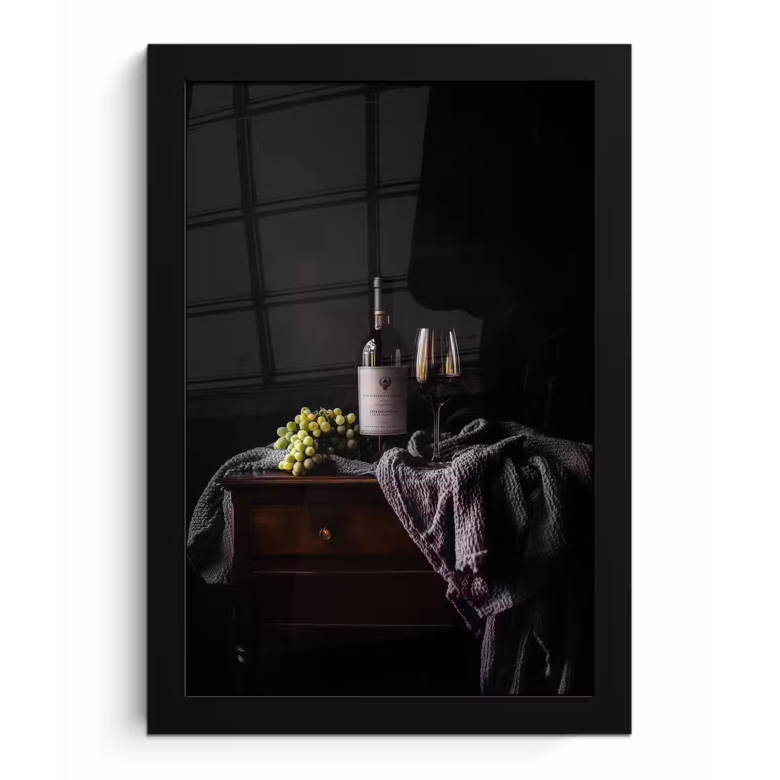Poster met lijst - Druiven - Wijn - Rood - Tafel — 1