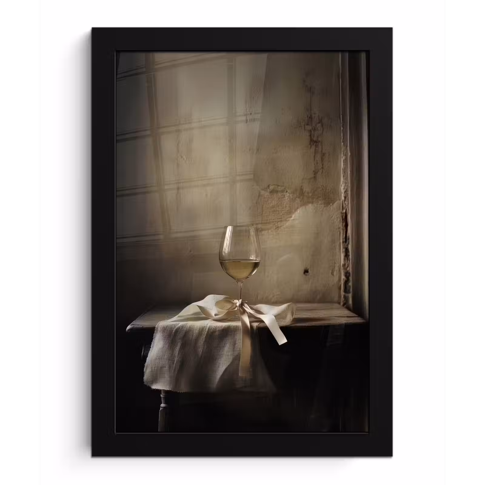 Poster met lijst - Strik - Beige - Witte - Wijn — 1