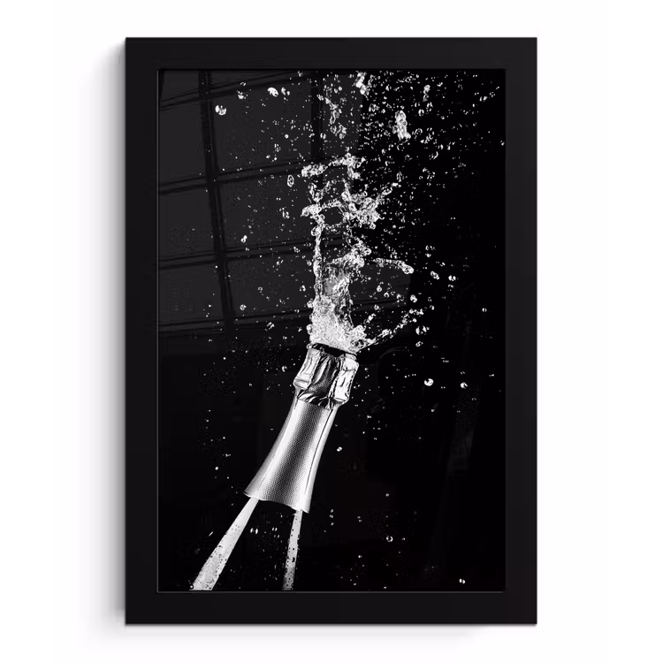 Poster met lijst - Champagne - Zwart - Spetters - Popping — 1