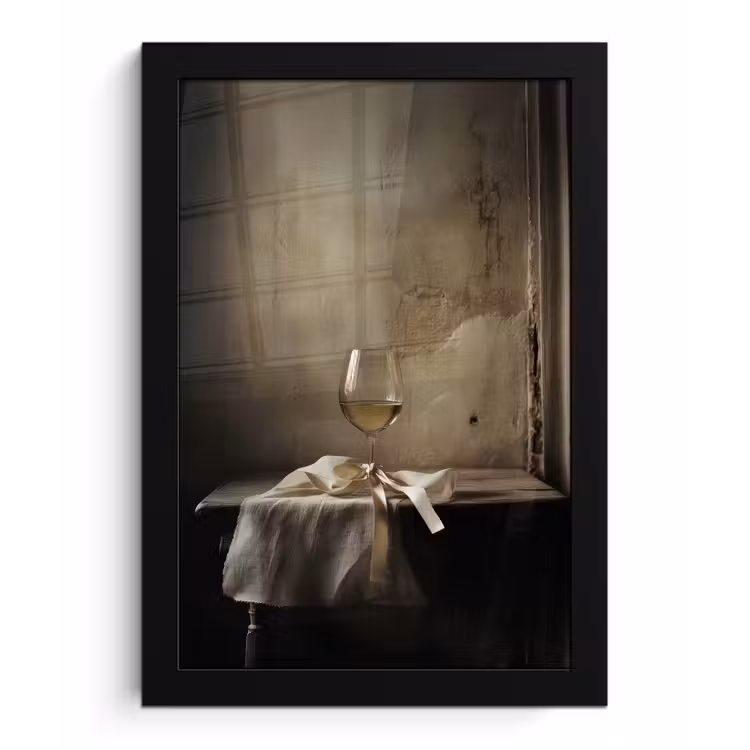 Poster met lijst - Strik - Beige - Witte - Wijn — 1
