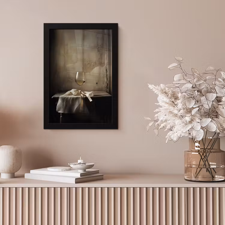 Poster met lijst - Strik - Beige - Witte - Wijn — 5