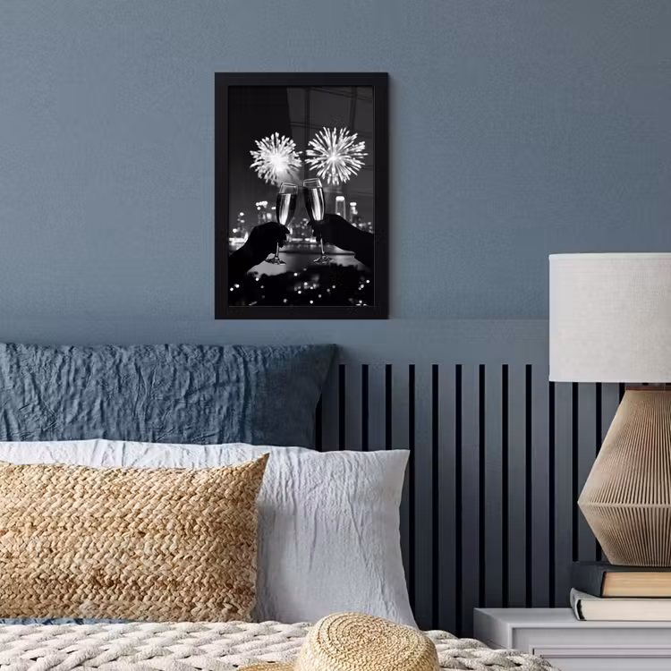 Poster met lijst - Vuurwerk - Proosten - Skyline - Champagne — 3