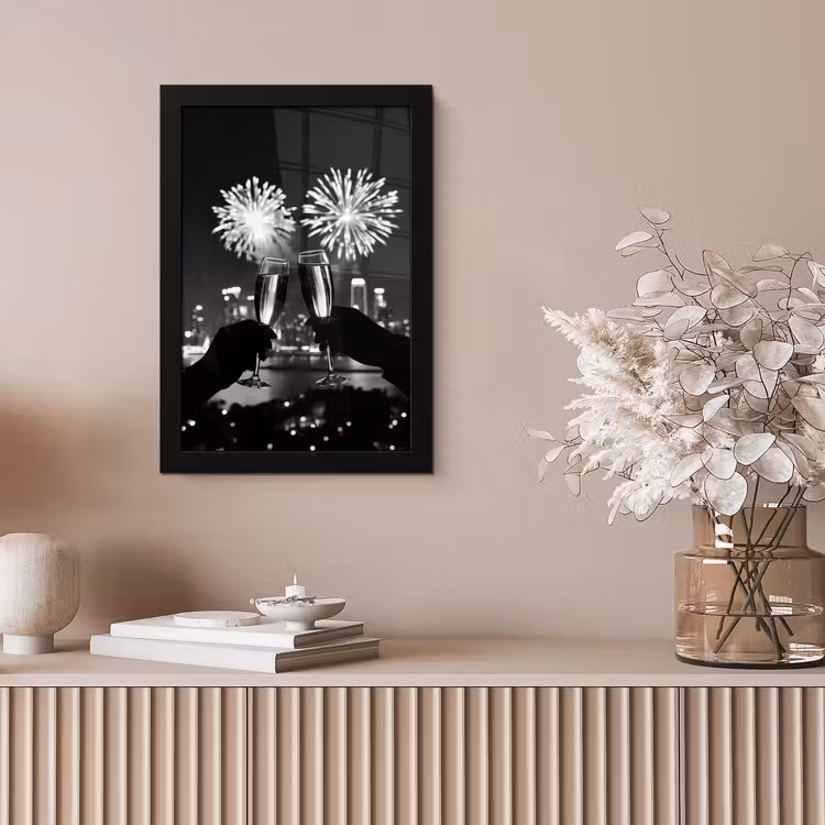 Poster met lijst - Vuurwerk - Proosten - Skyline - Champagne — 5