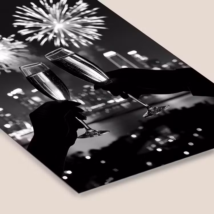 Poster met lijst - Vuurwerk - Proosten - Skyline - Champagne — 7