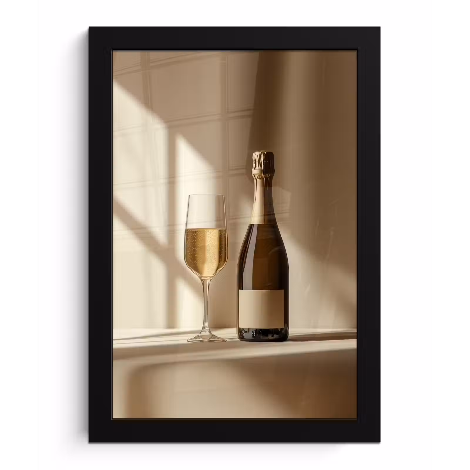 Poster met lijst - Champagne - Beige - Schaduw - Bubbels — 1