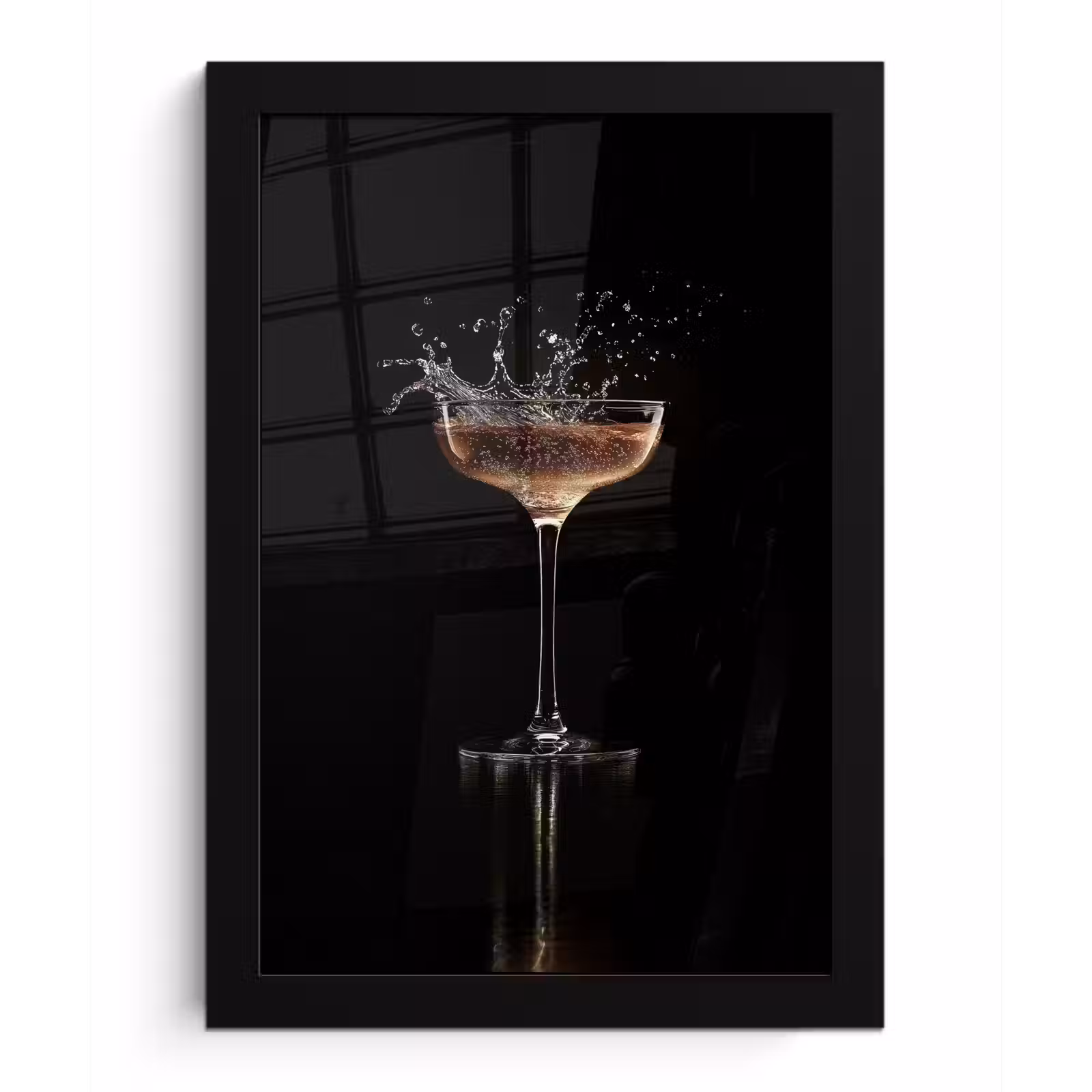 Poster met lijst - Cocktail - Zwart - Spetters - Glas — 1