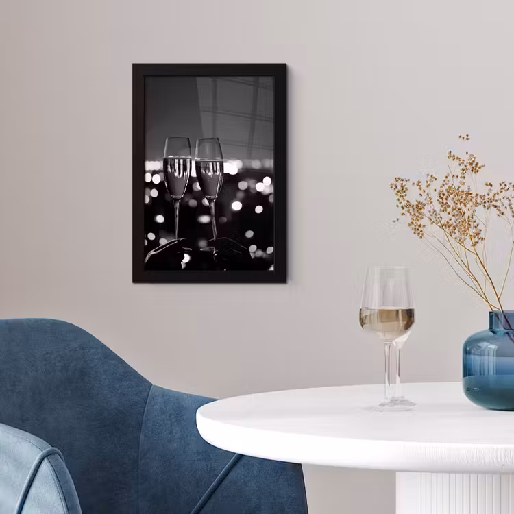 Poster met lijst - Bubbels - Proosten - Champagneglazen - Stadslichten — 4