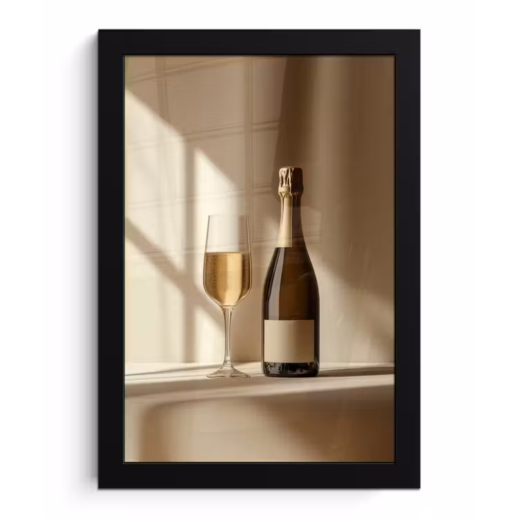 Poster met lijst - Champagne - Beige - Schaduw - Bubbels — 1