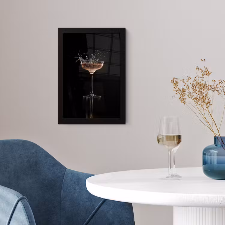 Poster met lijst - Cocktail - Zwart - Spetters - Glas — 4