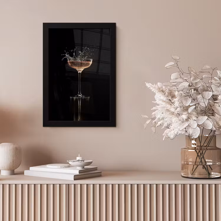 Poster met lijst - Cocktail - Zwart - Spetters - Glas — 5