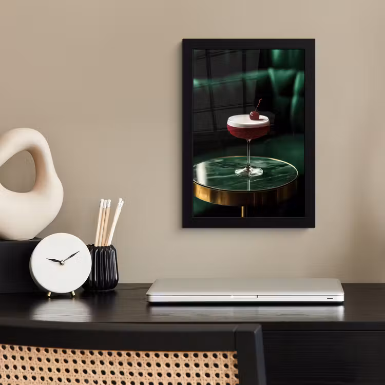 Poster met lijst - Kers - Cocktail - Rood - Marmer — 2