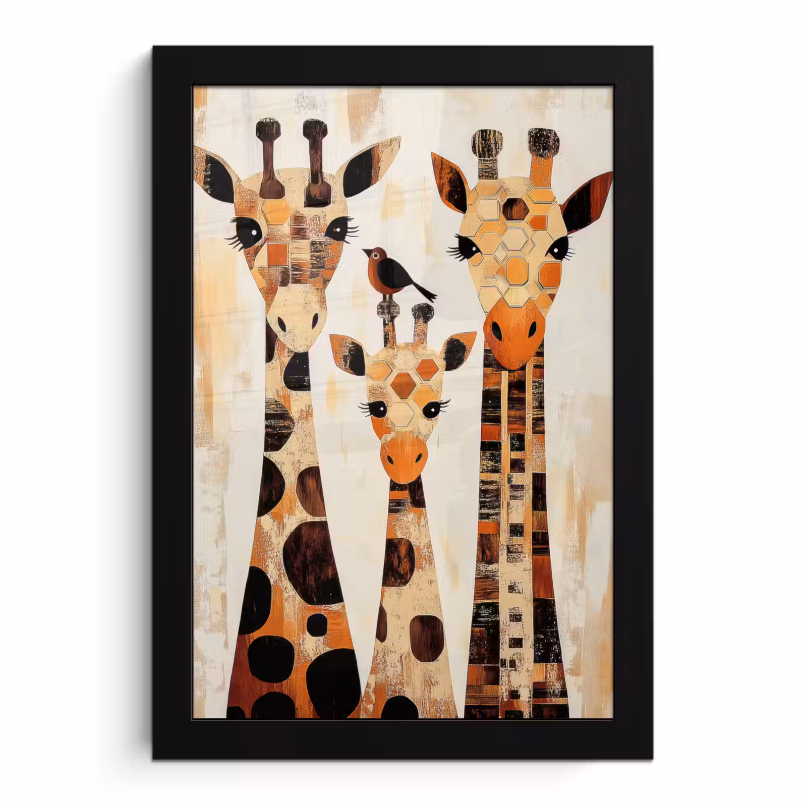 Poster met lijst - Giraffen - Cartoon - Crème — 1