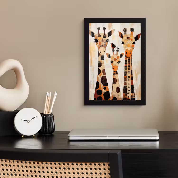 Poster met lijst - Giraffen - Cartoon - Crème — 2