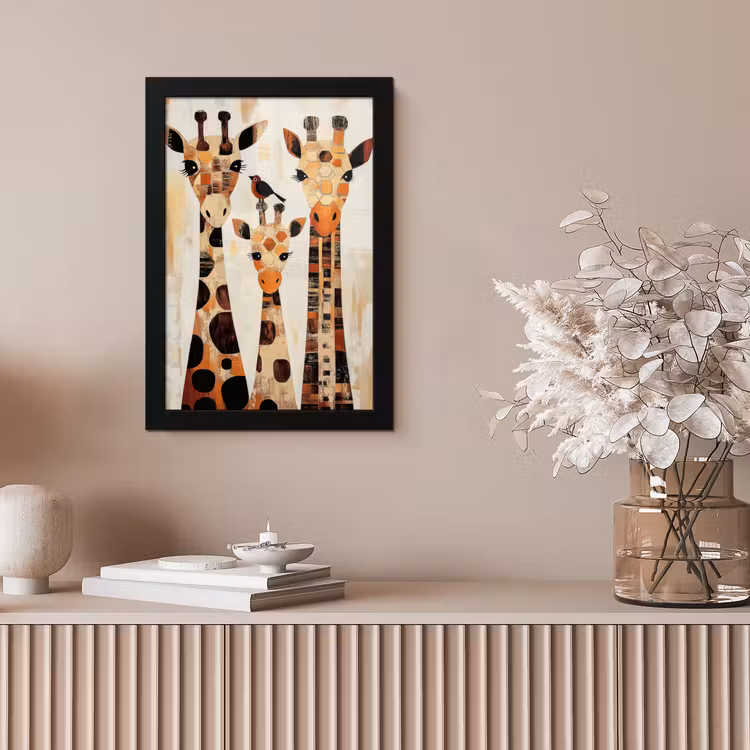 Poster met lijst - Giraffen - Cartoon - Crème — 5