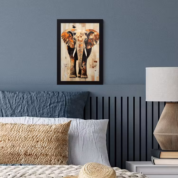 Poster met lijst - Olifant - Slurf - Mozaïek - Abstract — 3