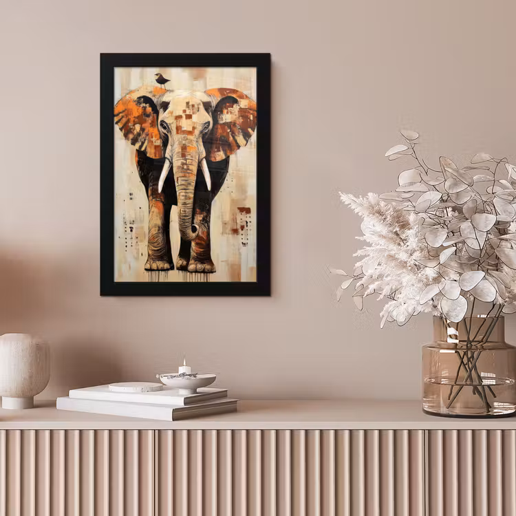 Poster met lijst - Olifant - Slurf - Mozaïek - Abstract — 5
