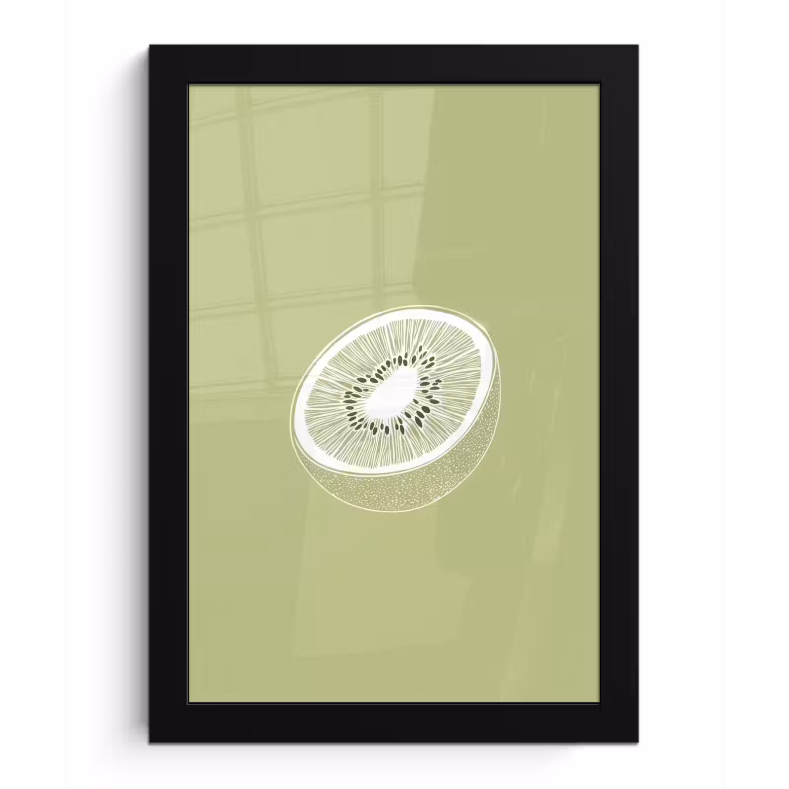 Poster met lijst - Kiwi - Lijntekening - Minimalistisch - Groen — 1