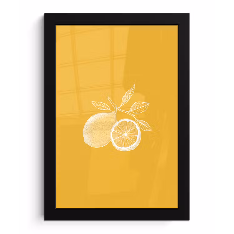 Poster met lijst - Citroenen - Illustratie - Minimalistisch - Geel — 1