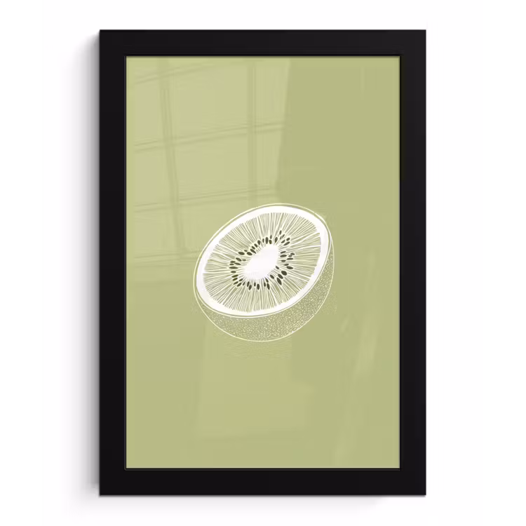 Poster met lijst - Kiwi - Lijntekening - Minimalistisch - Groen — 1