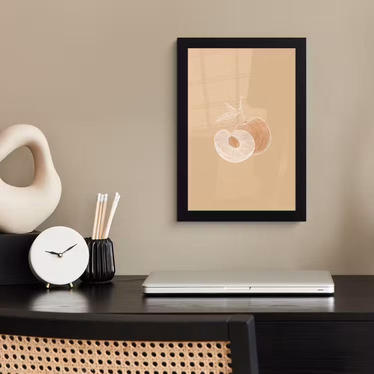 Poster met lijst - Perzik - Lijntekening - Pit - Beige — 2