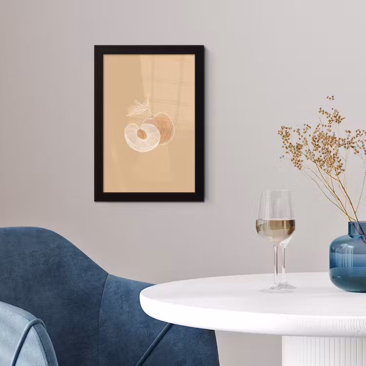 Poster met lijst - Perzik - Lijntekening - Pit - Beige — 4