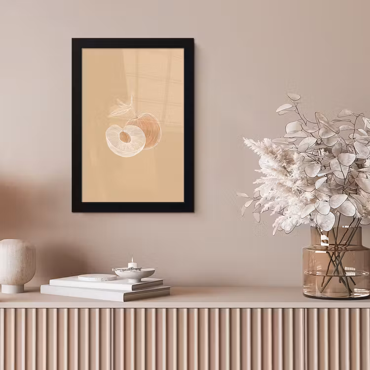 Poster met lijst - Perzik - Lijntekening - Pit - Beige — 5