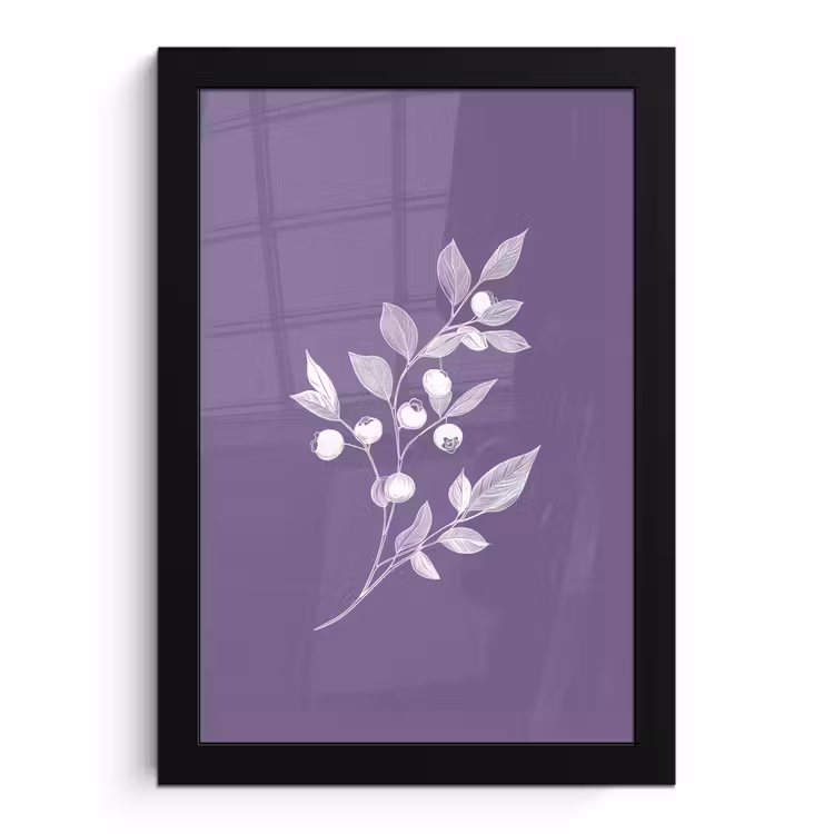 Poster met lijst - Tak - Sierlijk - Bladeren - Minimalistisch — 1