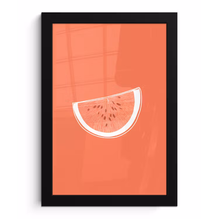Poster met lijst - Watermeloen - Lijnen - Koraalrood — 1