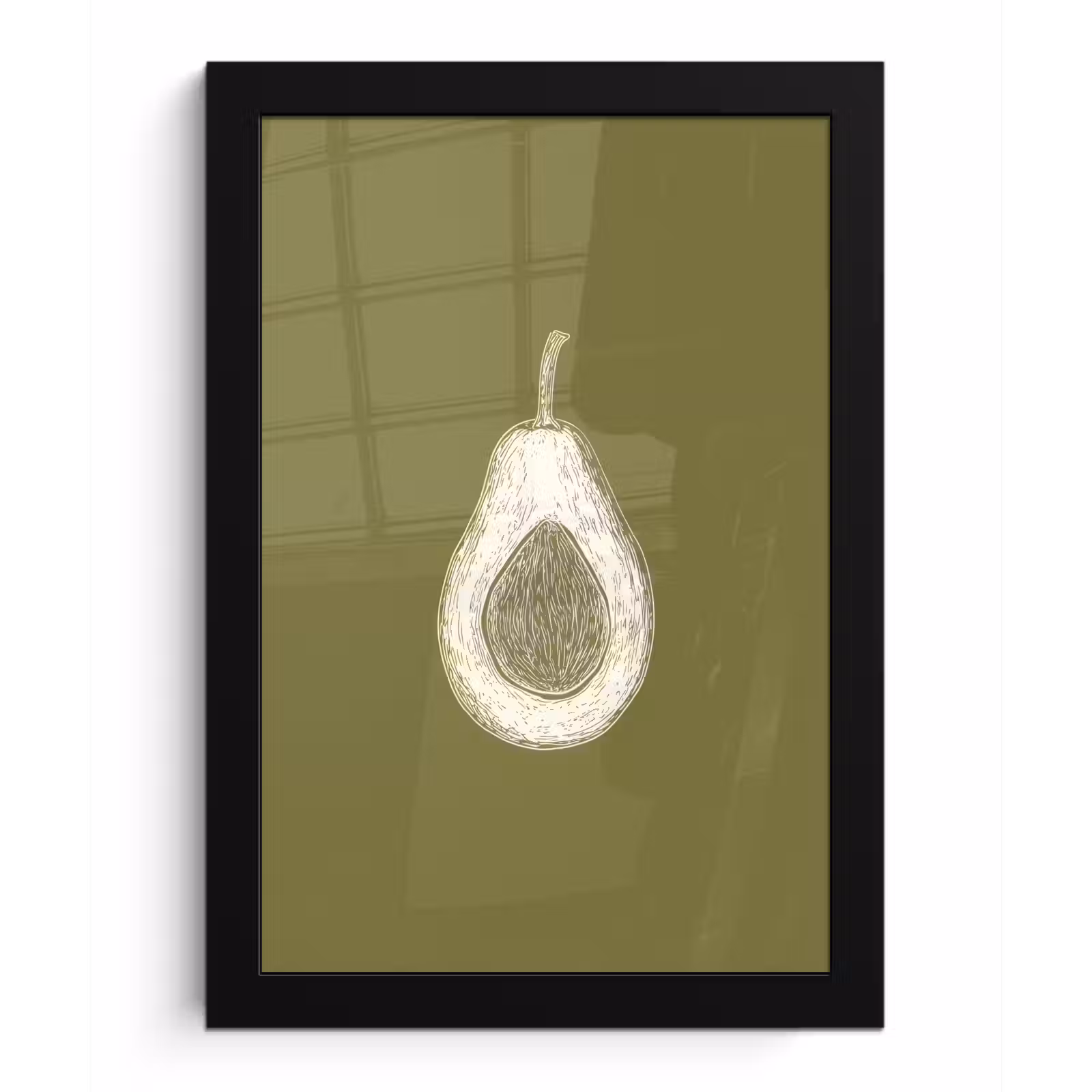 Poster met lijst - Avocado - Minimalistisch - Illustratie - Groen — 1