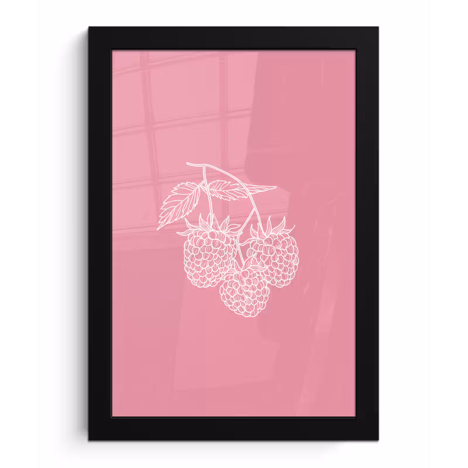 Poster met lijst - Frambozen - Steel - Getekend - Roze — 1