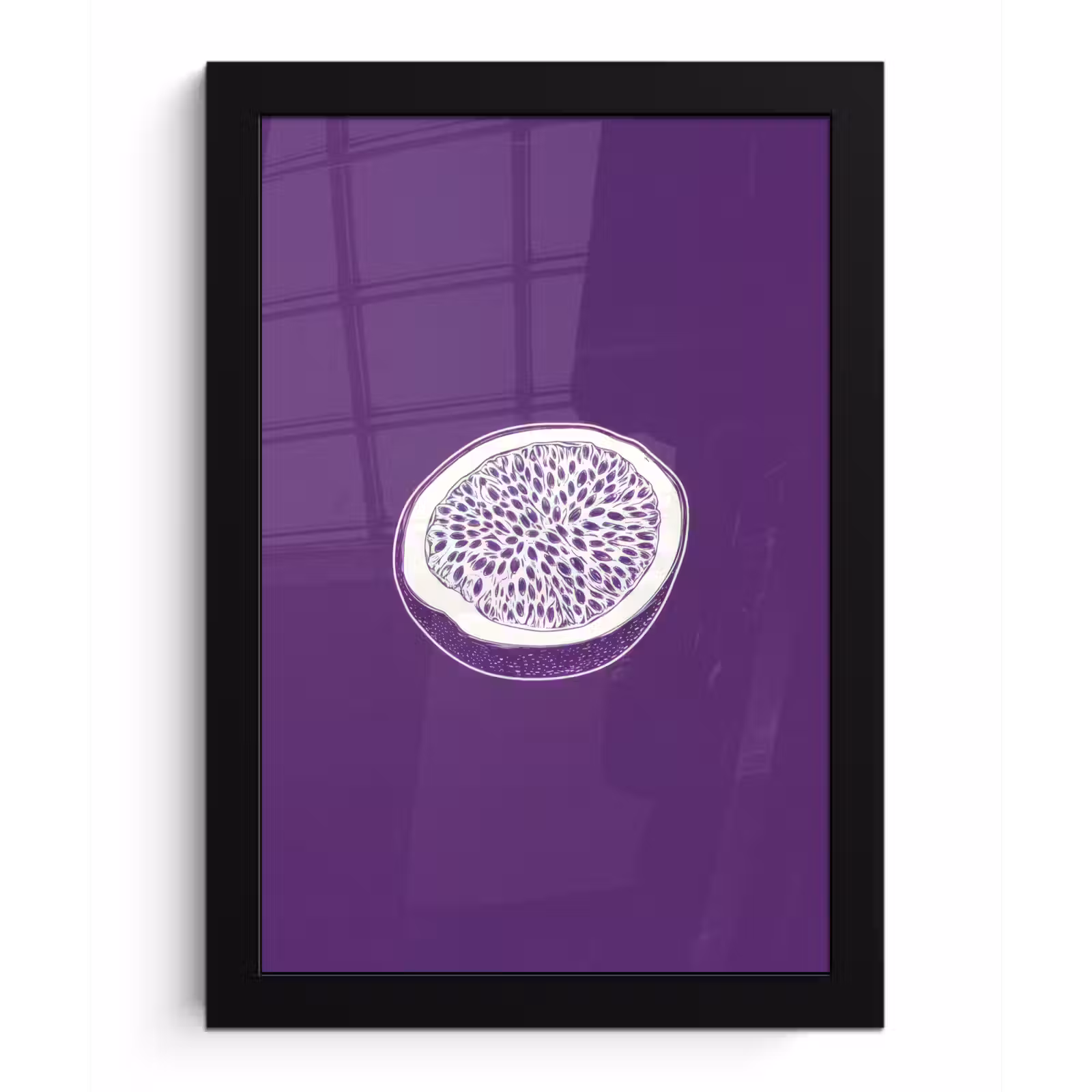 Poster met lijst - Passievrucht - Zaadjes - Paars - Minimalistisch — 1