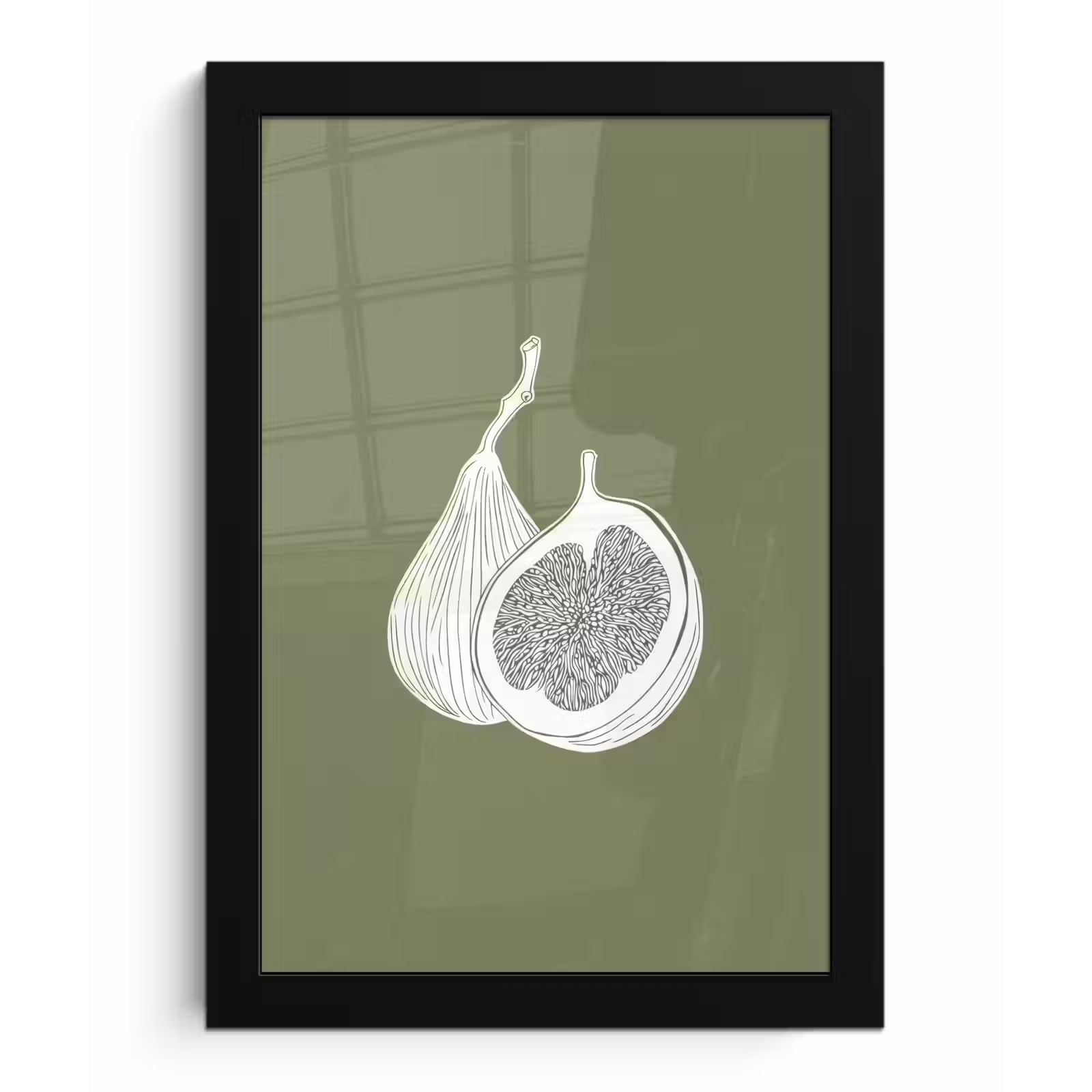 Poster met lijst - Vijgen - Minimalistisch - Getekend - Mosgroen — 1