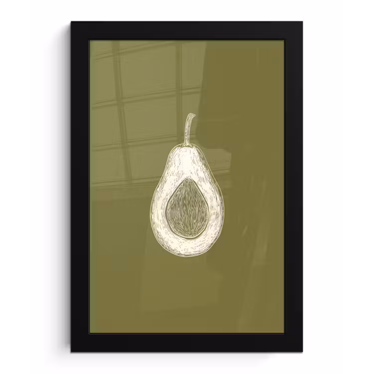 Poster met lijst - Avocado - Minimalistisch - Illustratie - Groen — 1