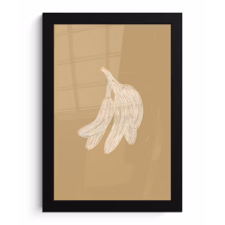Poster met lijst - Bananen - Beige - Lijntekening - Minimalistisch — 1