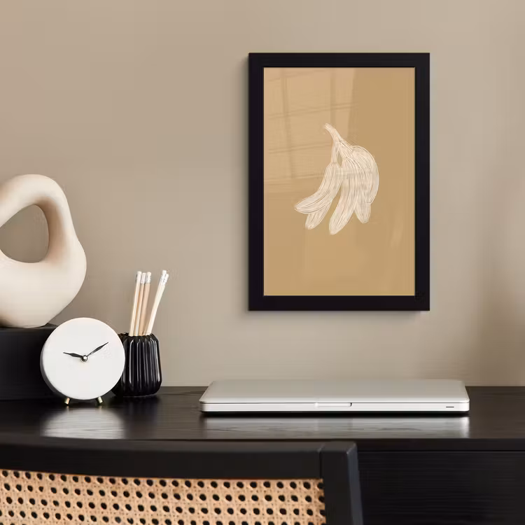 Poster met lijst - Bananen - Beige - Lijntekening - Minimalistisch — 2