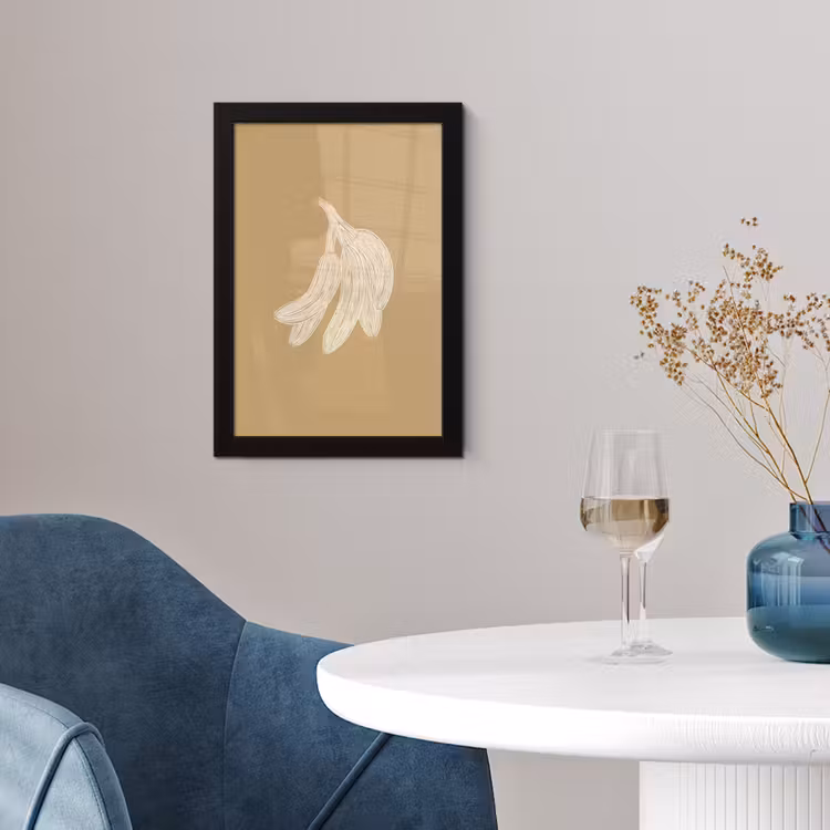 Poster met lijst - Bananen - Beige - Lijntekening - Minimalistisch — 4