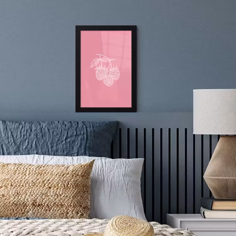 Poster met lijst - Frambozen - Steel - Getekend - Roze — 3