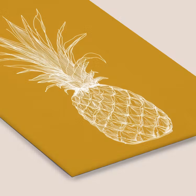 Poster met lijst - Lijnillustratie - Ananas - Bladkroon - Okergeel — 7