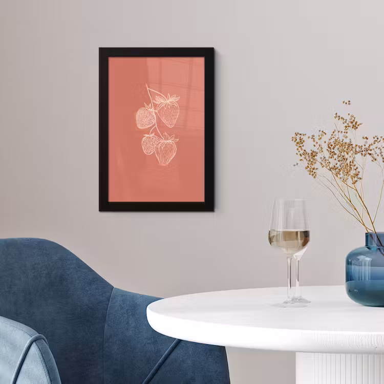 Poster met lijst - Minimalistisch - Illustratie - Aardbei - Tak — 4