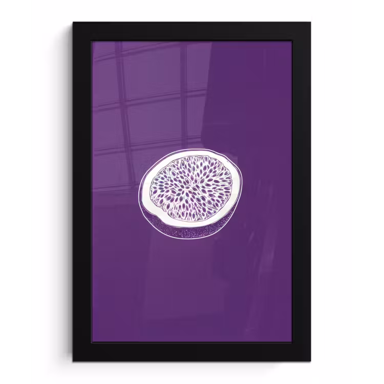 Poster met lijst - Passievrucht - Zaadjes - Paars - Minimalistisch — 1