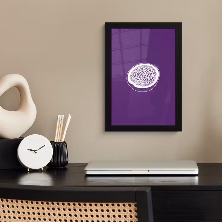 Poster met lijst - Passievrucht - Zaadjes - Paars - Minimalistisch — 2