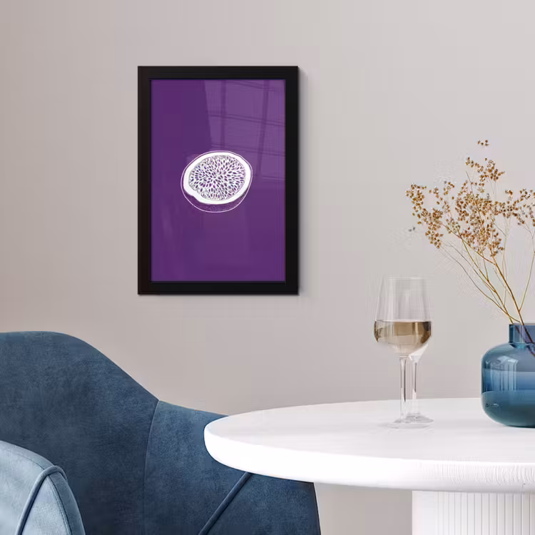 Poster met lijst - Passievrucht - Zaadjes - Paars - Minimalistisch — 4