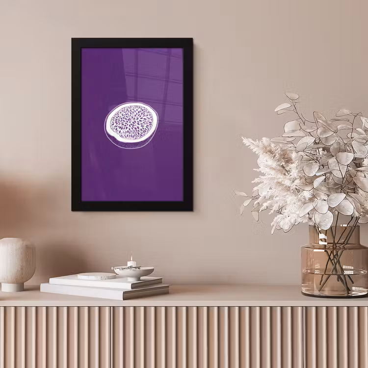Poster met lijst - Passievrucht - Zaadjes - Paars - Minimalistisch — 5